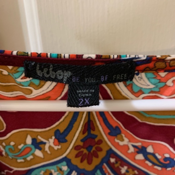 BeBop V-Neck Burgundy Dress - 2X - Picture 2 of 4